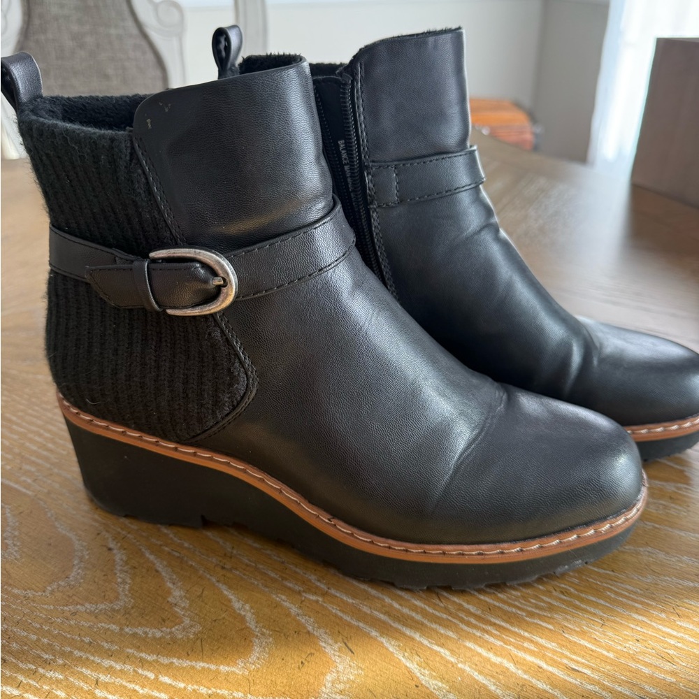 Black Ankle Boots with Knit Detail